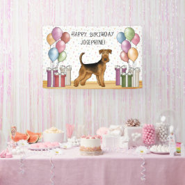 Lona Airedale Terrier Perro Lindo Pastel Feliz Cumpleañ