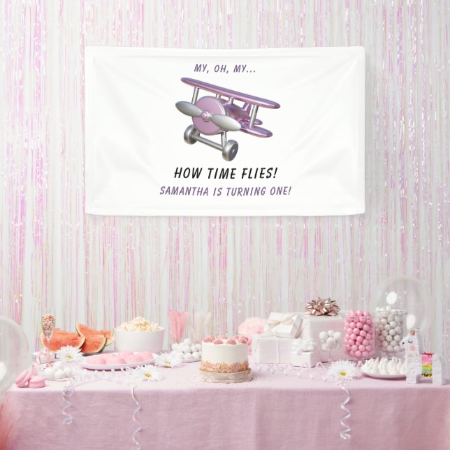 Lona Airplane Oh My Time Flies Travel First Birthday  (Fiesta)