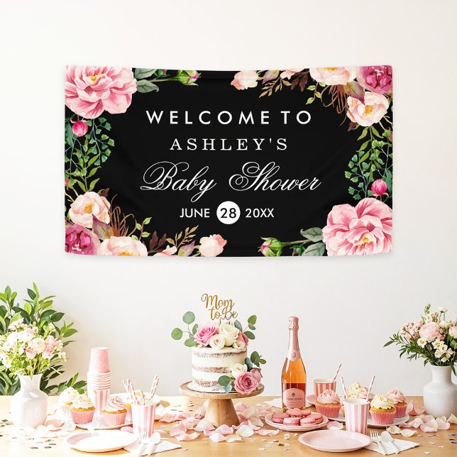 Lona Ajuste floral de Rosa romántico moderno de Baby Sh (Subido por el creador)