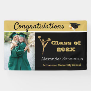 Lona Alegre de Black and Gold Congrats Grad