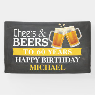 Lona Alegres y cervezas Felices 60 cumpleaños Banner am