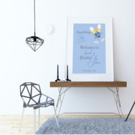 Lona Algo Azul Acuarela Floral Despedida de Soltera