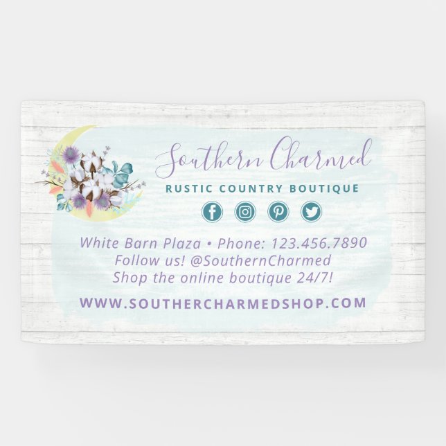 Lona Algodón floral del sur y región de madera rústica (Horizontal)