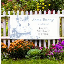 Lona Algún conejo viene Blue Baby Shower