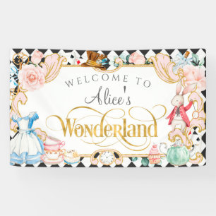 Lona Alice wonderland loco hatter tea fiesta fondo