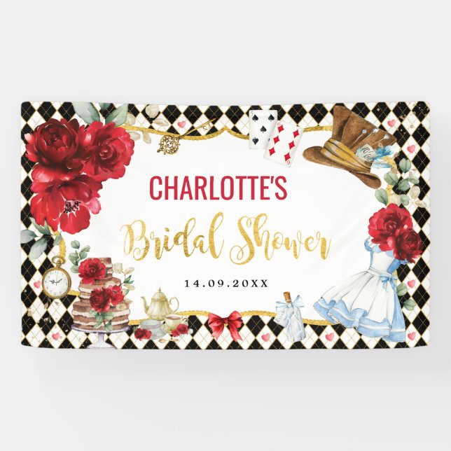 Lona Alicia dorada negra roja en ducha de novia en el p (Horizontal)