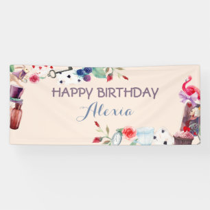 Lona Alicia en el reloj de la llave del té del conejo