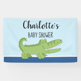Lona Alligator Boy Baby Shower Green Blue Signage
