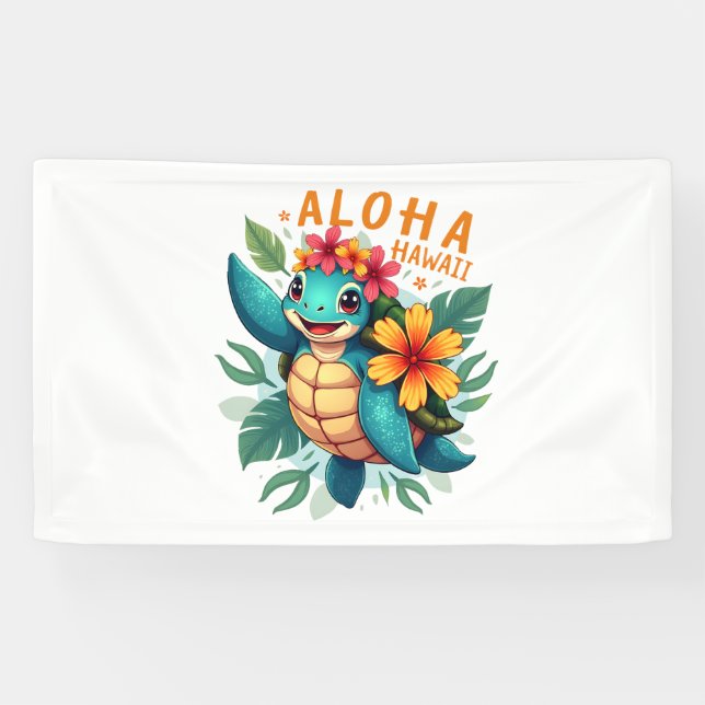 Lona Aloha Hawaii-Shirt Mujeres Chicas de tortugas mari (Horizontal)