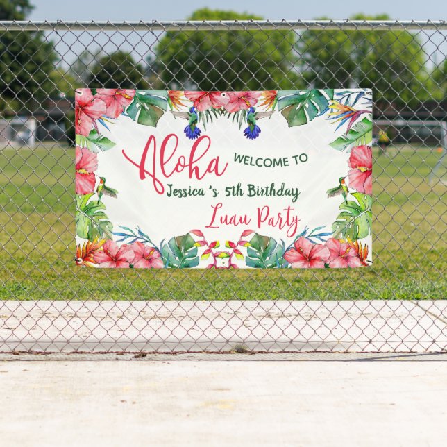 Lona Aloha Tropical Hibiscus Hawaiian Birthday Party (In situ)