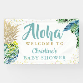 Lona Aloha Tropical Pineapple Baby Shower Banner