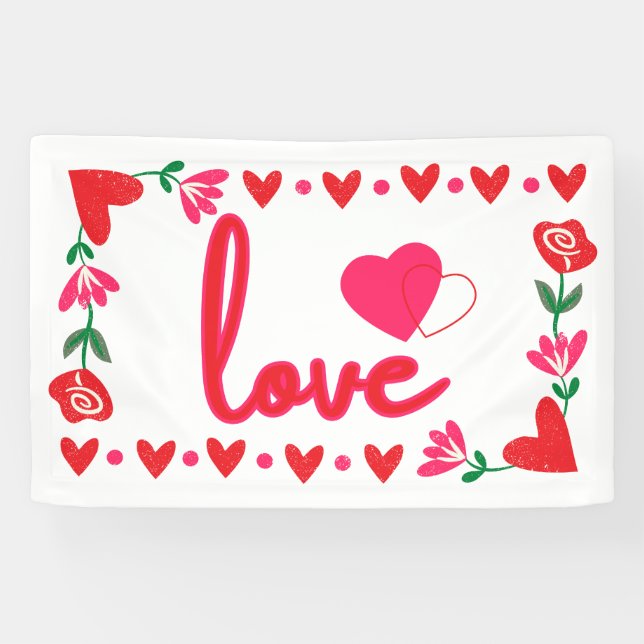 Lona Ama el banner de vinilo de San Valentín 2.5x4 (Horizontal)