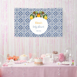 Lona Amalfi blanco y azul Lemons Italia Baby Shower