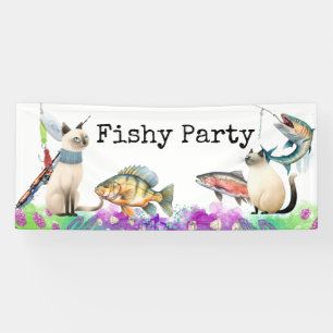 Lona Amantes de la pesca cumpleaños con acuarela Fish H