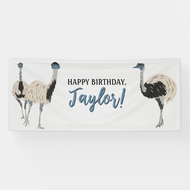 Lona Amantes de las aves de Emus Fiesta personalizado (Horizontal)