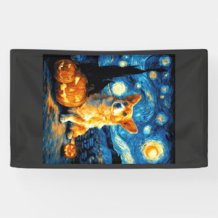 Lona Amantes de perros Corgi Pintura de la noche estrel