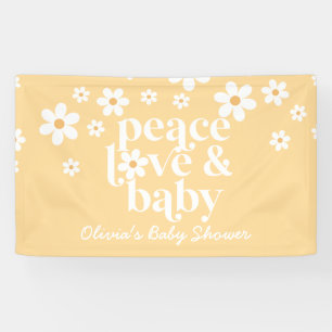 Lona amarillo retro Daisy boho Peace Love baby water