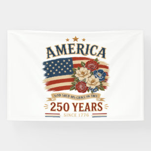 Lona América 250 años desde 1776 Bandera floral patriót