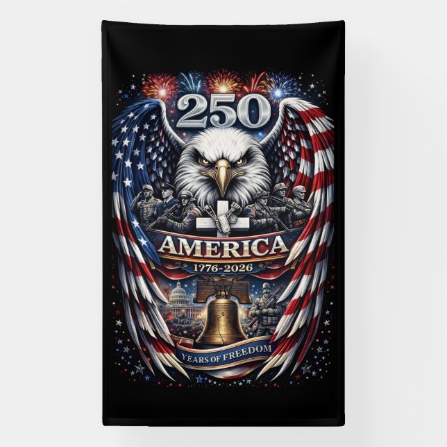 Lona America 250 Eagle, Fireworks, and Freedom  (Vertical)