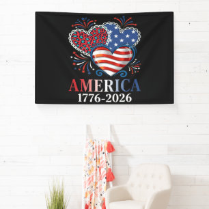 Lona América Corazones 1776-2026 Patriótico