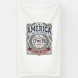 Lona América Vintage 1776 Patriótica Libertad