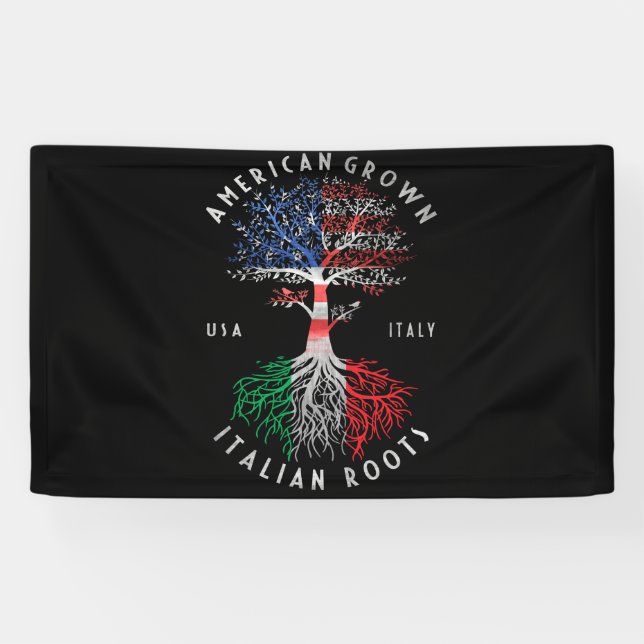 Lona American Grown Italian Roots Italy Flag National (Horizontal)