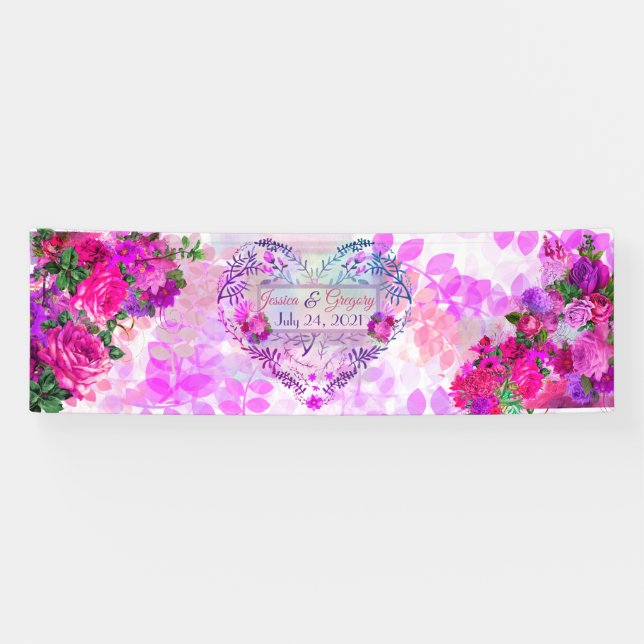 Lona Amethyst Raspberry Floral Boda (Horizontal)
