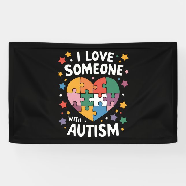 Lona Amo A Alguien Con Autismo Conciencia Autista (Horizontal)