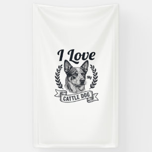 Lona Amo a mi perro de ganado Diseño de grabado vintage