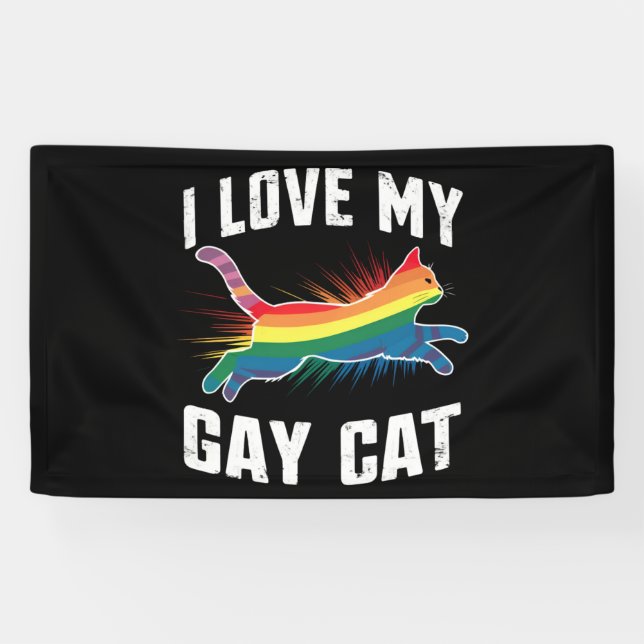 Lona Amo Mi Gato Gay Gracioso Orgullo Arcoiris Lgbt (Horizontal)