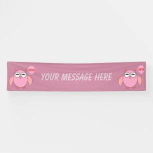 Lona Amo rosado lindo Personalizado de búho cartel