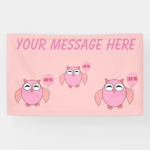 Lona Amo rosado lindo Personalizado de búho cartel
