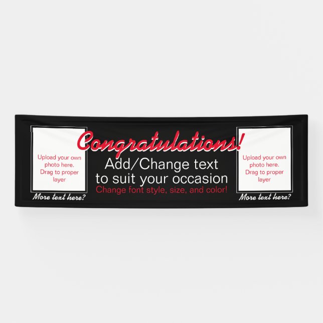 Lona Añadir 2 fotos personalizable banner felicitacione (Horizontal)