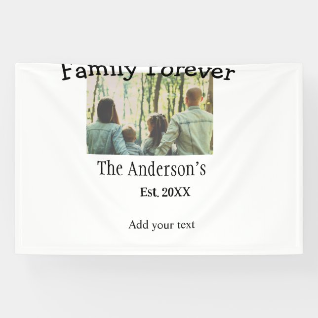 Lona Añadir el nombre de la familia foto año vacaciones (Horizontal)