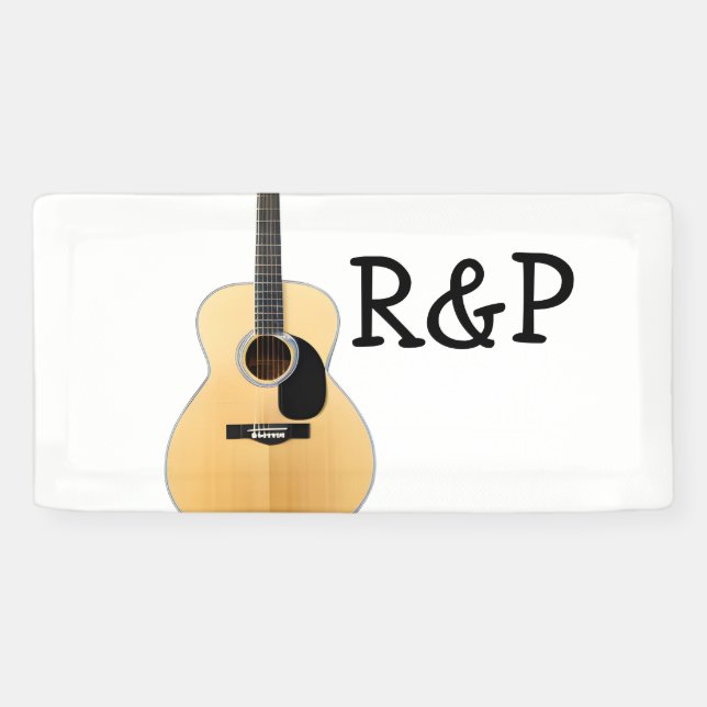 Lona Añadir el nombre texto guitarra acústica marrón ed (Horizontal)