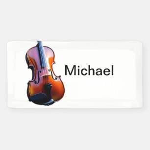 Lona Añadir el nombre texto marrón violín amante de la