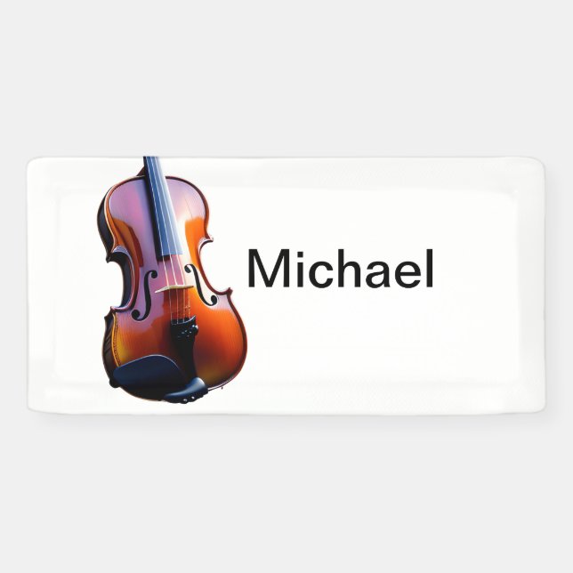 Lona Añadir el nombre texto marrón violín amante de la  (Horizontal)