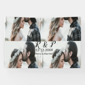 Lona Añadir una foto de pareja de recién casados añadir