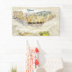 Lona Anciano teatro de Atenas, cartel griego