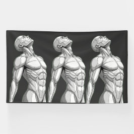 Lona Android Anatomy: Triple Cyborg Futuristic Banner