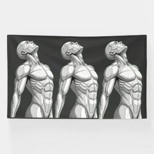 Lona Android Anatomy: Triple Cyborg Futuristic Banner