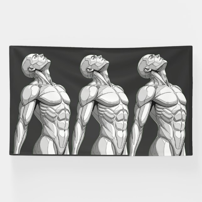 Lona Android Anatomy: Triple Cyborg Futuristic Banner (Horizontal)