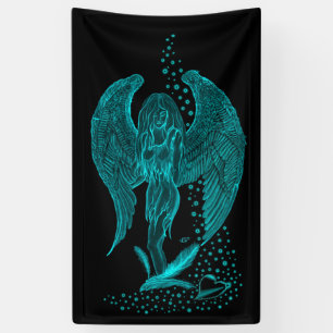Lona Ángel perdido en el amor, negro y verde diseño