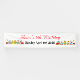 Lona Animal Circus Train Kids Birthday in Red