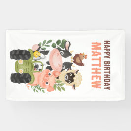 Lona Animales de granja Baa Moo Holy Cow 1er cumpleaños