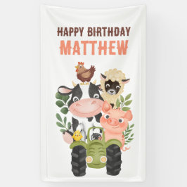 Lona Animales de granja Baa Moo Holy Cow 1er cumpleaños