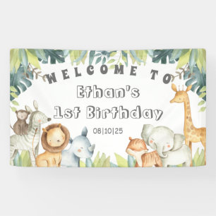 Lona Animales de la jungla Safari primer cumpleaños fi