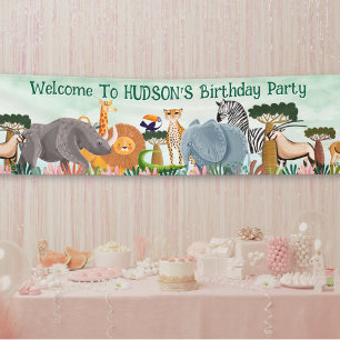 Lona Animales de la selva safari cumpleaños infantil pe