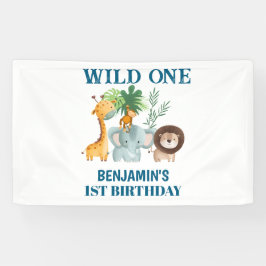 Lona Animales de Safari Wild One Cumpleaños Jungle 1 