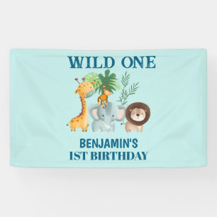 Lona Animales de Safari Wild One Jungle Cumpleaños 1º